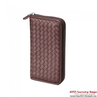 Bottega Veneta 114076 V001N 2201 Intrecciato Nappa Zip Around Wallet Maroon BV1148io33