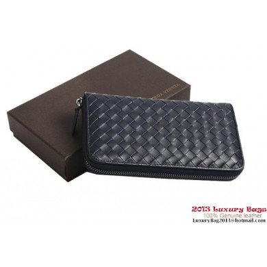 Bottega Veneta Intrecciato Nappa Zippy Wallet BV1571 Blue BV504Is53