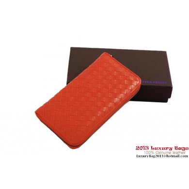 Bottega Veneta Intrecciato Nappa Zippy Wallet BV1571 Orange BV512Yf79