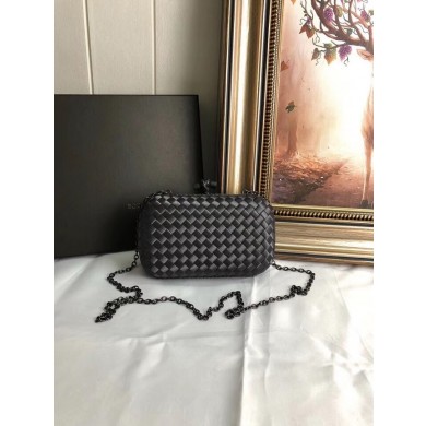 BOTTEGA VENETA Knot snakeskin-trimmed satin clutch 62548 dark grey BV906Kv47