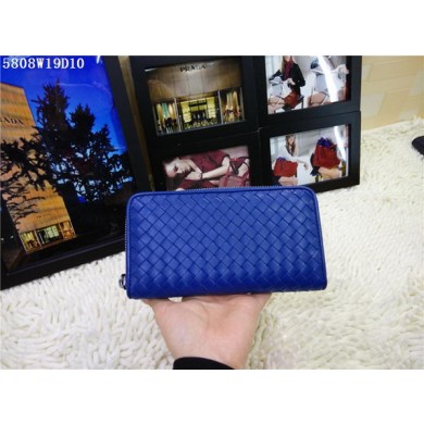 Cheap Bottega Veneta Intrecciato Nappa Zip Around Wallet BV5808 Blue BV313KX51