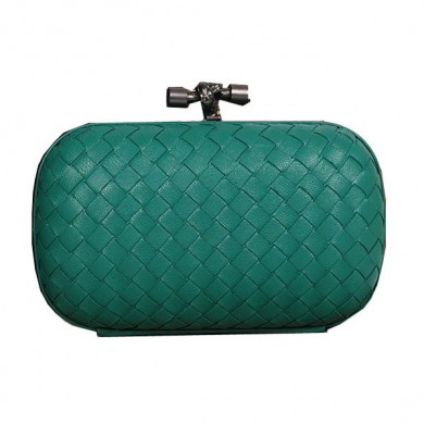 Designer Replica Bottega Veneta Intrecciato Sheepskin Impero Ayers Knot Clutch 11308 Green BV445CF36