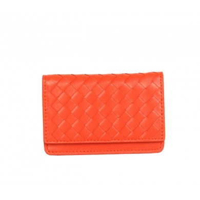 Fake Bottega Veneta Intrecciato Nappa Card Case 5810 Orange BV927zR45