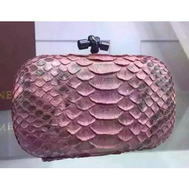 Fake Bottega Veneta Snake Leather Knot Clutch BV8653 Pink BV245zR45