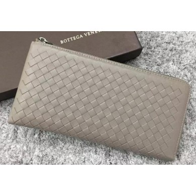 Imitation Bottega Veneta Intrecciato Leather Clutch BV144077 Grey BV745jf20