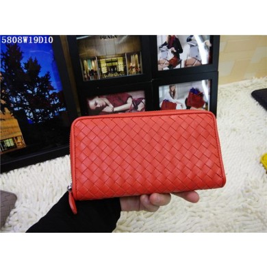 Imitation Bottega Veneta Intrecciato Nappa Zip Around Wallet BV5808 Orange BV380zN91