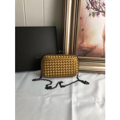 Imitation BOTTEGA VENETA Knot snakeskin-trimmed satin clutch 62548 Bronze BV32QQ72