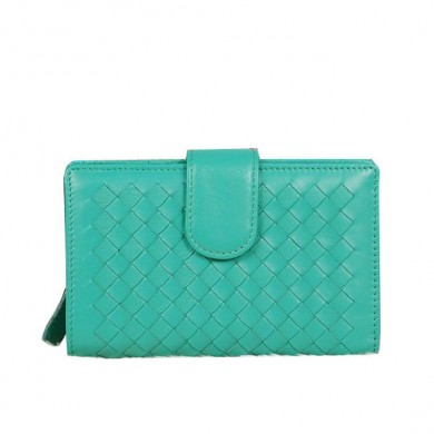 Knockoff Bottega Veneta Intrecciato Nappa Flap French Wallet BV2155 Green BV551yK94