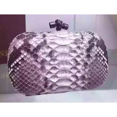 Replica Bottega Veneta Snake Leather Knot Clutch BV8653 Grey BV1162bO12