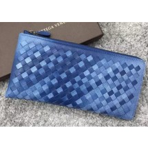 Bottega Veneta Intrecciato Leather Clutch BV144077 Blue BV839PE71