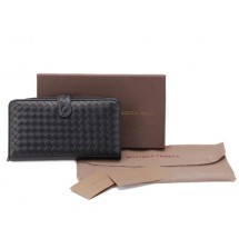 Cheap Bottega Veneta Edoardo Ebano Zip Around Wallet BV2016 Black BV97Kn56