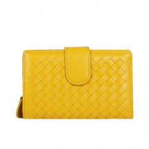 High Quality Bottega Veneta Intrecciato Nappa Flap French Wallet BV2155 Lemon BV835xJ94