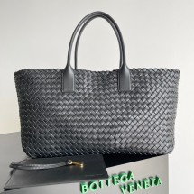 Imitation Bottega Veneta Large intreccio leather tote bag 608811 black BV994lH78