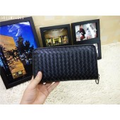 Bottega Veneta Intrecciato Calfskin Zip Around Wallet BV5815 Black BV241Oq54