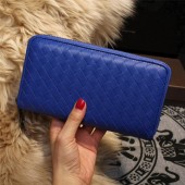 Bottega Veneta Intrecciato Nappa Zip Around Wallets 114073 Blue BV756zS17