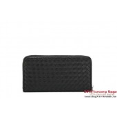 Bottega Veneta Intrecciato Nappa Zippy Wallet 115709-1 Black BV293Yv36