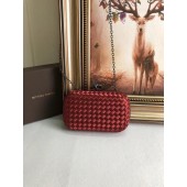 BOTTEGA VENETA Knot snakeskin-trimmed satin clutch 62548 Burgundy BV851jC82