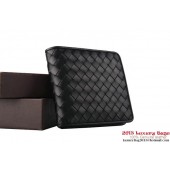 Fake Bottega Veneta Intrecciato Nappa Wallet BV1581 Black BV491xR88