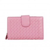 Replica Bottega Veneta Intrecciato Nappa Flap French Wallet BV2155 Pink BV946ui32